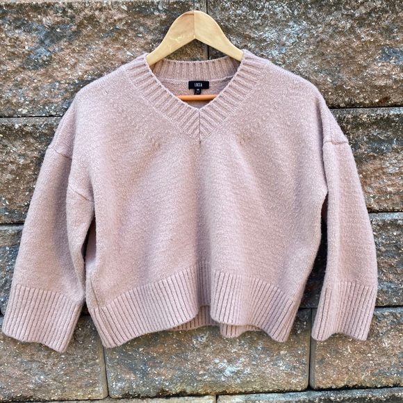 Lucca Boutique Brand Pink Mauve Crop Sweater - Picture 1 of 7